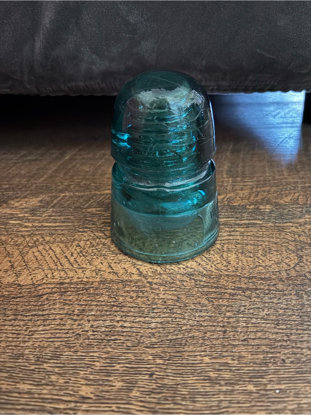 Vintage Glass Insulator in Teal Green